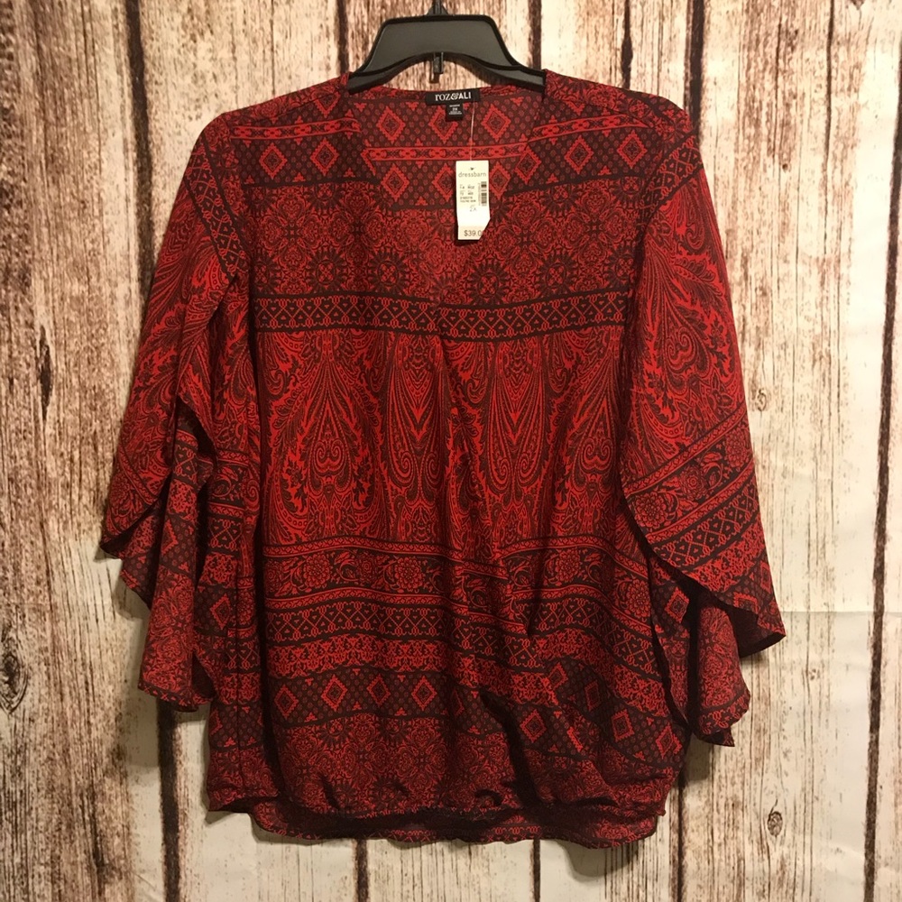 Red and black dress blouse